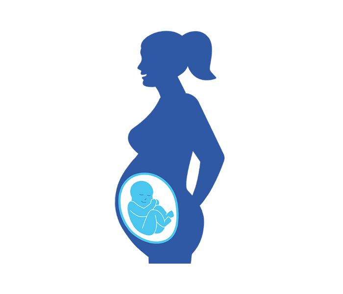 Ilustração de uma gestante com bebe na barriga